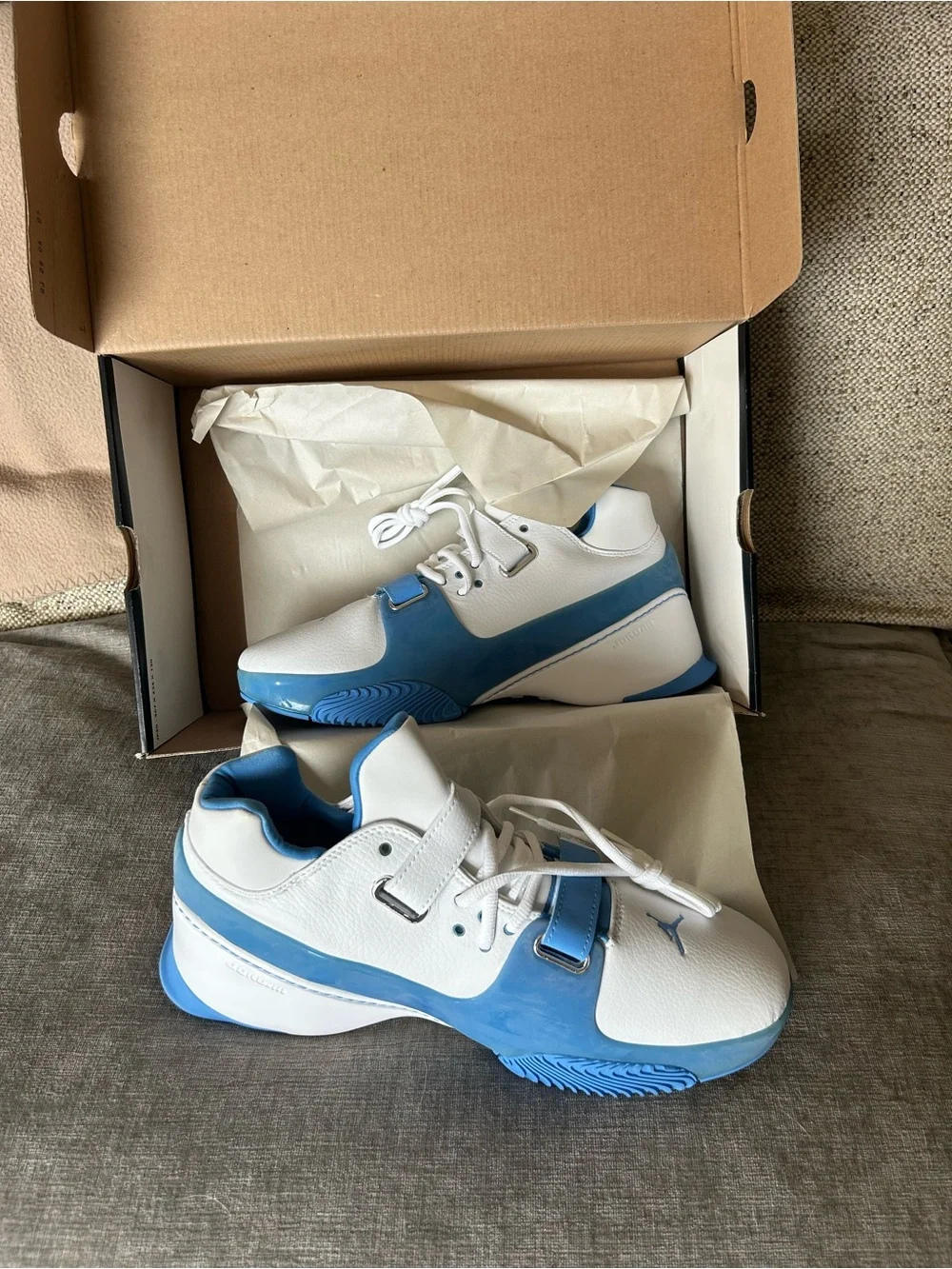 Jordan University Blue and White Vintage Sneakers. Size 11. New in box Deadstock